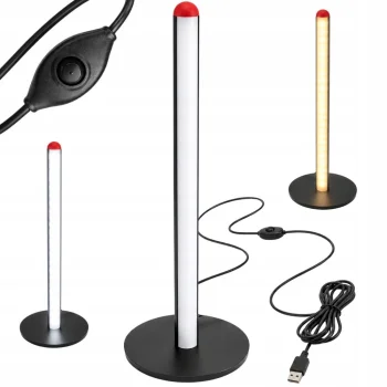 LED pastatomas šviestuvas 50 cm, 3 šviesos spalvos, pritemdomas, juodas