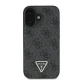 „Guess“ dėklas „iPhone 16“ „Leather Metal Logo Strass Crossbody“, juodas