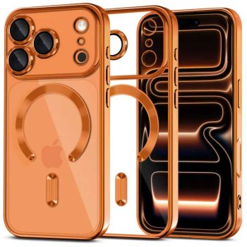 Tech-Protect MagFlex MagSafe dėklas iPhone 17 Pro telefonui, skaidrus/oranžinis