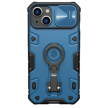 Dėklas Nillkin CamShield Armor Pro telefonui iPhone 14 Plus su kameros dangteliu ir žiedu, mėlynas