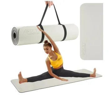 4Fizjo 246 TPE Yoga and Fitness Mat, Non-Slip, 1 cm, Grey/Black