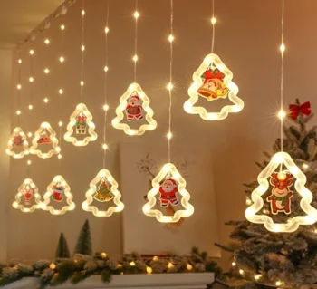 LED kalėdinė girlianda-užuolaida su figūrėlėmis, 3 m, 125 LED, šilta balta