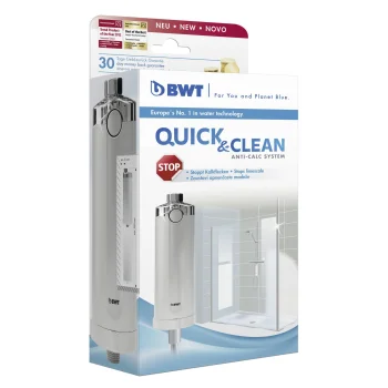 Dušo filtras nuo kalkių BWT Quick & Clean 812916 su 1 kasete, sidabrinis / baltas