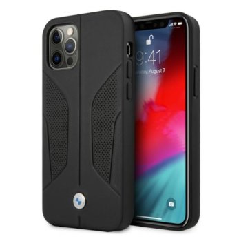 BMW dėklas iPhone 12 / 12 Pro telefonui Perforated Sides, juodas