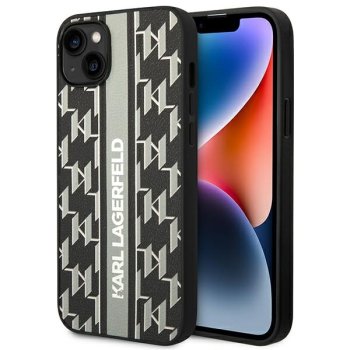 Karl Lagerfeld Monogram Stripe dėklas, skirtas iPhone 14 Plus, pilkas