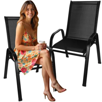 Gardlov 25290 Garden Chairs, Set of 2, Black