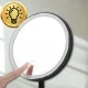 Apvalus kosmetinis LED makiažo veidrodis su akumuliatoriumi, 3 šviesos režimai, juodas