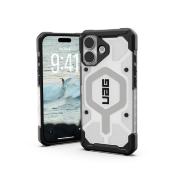 UAG Pathfinder Clear MagSafe dėklas iPhone 17 telefonui, baltas / pilkas