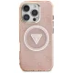 Guess IML Metal Glitter 4G Circle Triangle MagSafe dėklas iPhone 16 Pro, rožinis