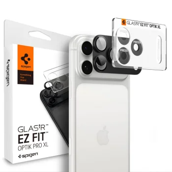 Spigen Optik Pro XL Glas.tR EZ Fit kameros apsauginis stiklas iPhone 18 Pro, tamsiai pilkas