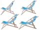 Folding Wooden Beach and Garden Sun Lounger with Cushion, Blue