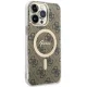 Guess dėklas iPhone 14 Pro Max telefonui 4G MagSafe, rudas