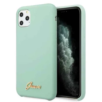 Guess Silicone Vintage Gold Logo dėklas iPhone 11 Pro, žalias