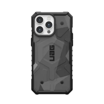 UAG Pathfinder MagSafe dėklas iPhone 15 Pro Max telefonui, pilkas kamufliažinis