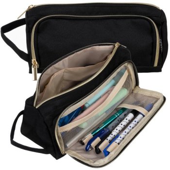 Double Extendable Pencil Case Maaleo 24502, Black