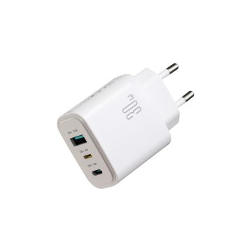 Joyroom JR-TG6 GaN 30W tinklo įkroviklis su 3 jungtimis, baltas