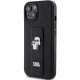 Karl Lagerfeld dėklas iPhone 15 Plus / 14 Plus Gripstand Saffiano, juodas
