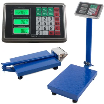 Elektroninės platforminės svarstyklės iki 100 kg, LCD, mėlynos
