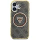 Guess IML Metal Glitter 4G Circle Triangle MagSafe dėklas telefonui iPhone 16, rudas