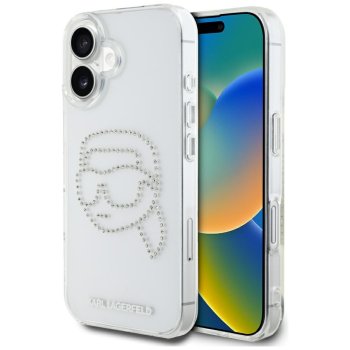 Karl Lagerfeld IML Rhinestones Karl Head dėklas skirtas iPhone 16, skaidrus