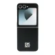 DKNY Leather Metal Stack Logo dėklas, skirtas Samsung Galaxy Z Flip 6, juodas