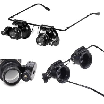Watchmaker Magnifying Glasses with LED Light 20x 15mm, Black