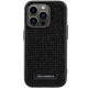 Karl Lagerfeld dėklas iPhone 15 Pro su kristalais, juodas