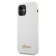Guess iPhone 12 mini dėklas Silicone Vintage Gold Logo, balta