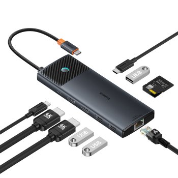 Baseus Metal Gleam Series 10-in-1 USB-C šakotuvas 140094, juodas