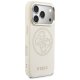Guess Perforated 4G MagSafe dėklas iPhone 17 Pro Max, smėlinis
