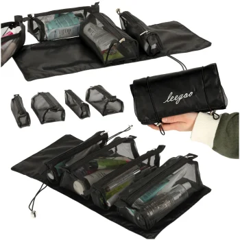 Foldable Travel Toiletry Bag 4-in-1, Black