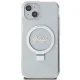 Guess Ring Stand Script Glitter MagSafe dėklas iPhone 15 / 14 / 13, skaidrus