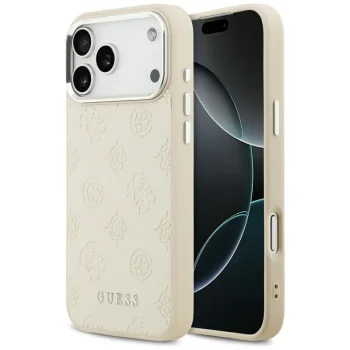 Guess Peony Hot Stamp Script MagSafe Phone Case Cover iPhone 17 Pro Max - Beige
