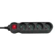Maclean MCE180 Power Strip, 4 Sockets, with Switch, 1.4m, Black