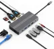 Extra Digital USB-C 12-in-1 šakotuvas (2x HDMI, VGA, LAN, SD, PD 100W), pilkas