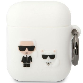 Karl Lagerfeld Silicone Karl & Choupette dėklas AirPods 1 / 2, Baltas