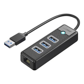 Orico PW3UR25-U3 USB šakotuvas (3x USB-A 3.0, 1x RJ45 2.5G), 1.8m, juodas