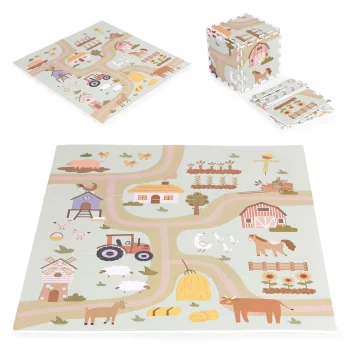 Ecotoys EVA putų dėlionės kilimėlis vaikams Farm, 90.5x90.5 cm, 21 dalis