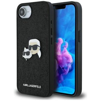 Karl Lagerfeld Fixed Glitter dėklas telefonui iPhone 16e, juodas