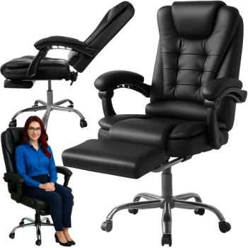 Malatec Adjustable Office Chair with Footrest - Black (26195)