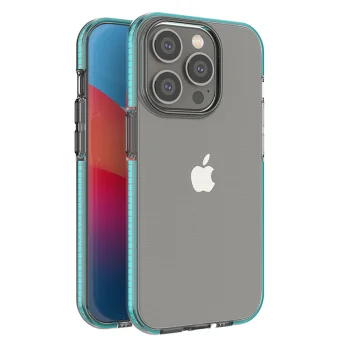 Spring Case for iPhone 14 Pro Slim TPU Case with Colored Frame, Light Blue