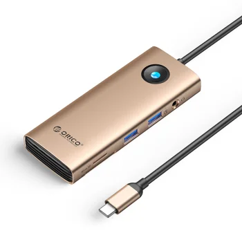 Orico PW11 USB-C doko stotelė 8-in-1, HDMI 4K 60Hz, PD 100W, RJ45, rožinis auksas