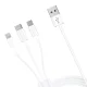 3mk 3in1 laidas USB-A į micro USB / Lightning / USB-C 1.2m 15W, baltas