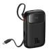 Baseus QPow 2 30W 10000mAh Power Bank with Built-in USB-C Cables - Black