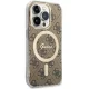 Guess dėklas iPhone 14 Pro telefonui 4G MagSafe, rudas