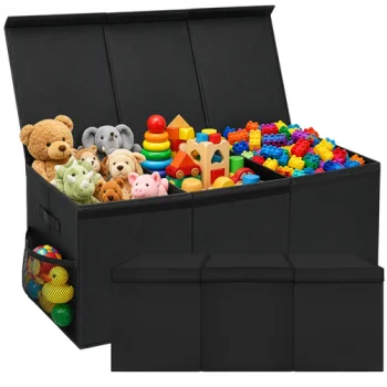 Kruzzel sulankstoma žaislų dėžė su dangčiu 132 l 94x39x35 cm, juoda