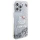 Hello Kitty dėklas iPhone 15 Pro Max telefonui Liquid Glitter Charms, sidabrinis