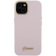 Guess iPhone 15 Case Silicone Script Metal Logo & Frame, Pink