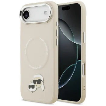 Karl Lagerfeld Karl & Choupette Pins MagSafe dėklas, skirtas iPhone Air, smėlio spalvos