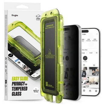 Ringke iPhone 17 Pro Max apsauginis stiklas Easy Slide Privacy (2 vnt.)